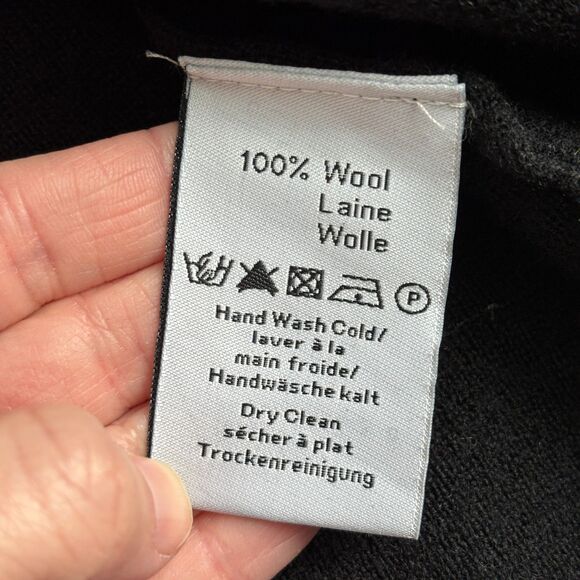 Neve 100% Merino Wool 1/4 Zip Sweater Pullover Women's XL Chevron Ski Black - Picture 5 of 8